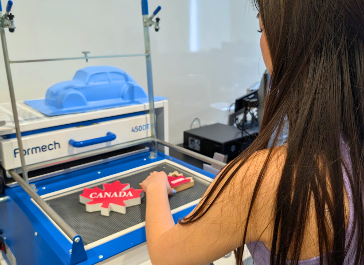 A student working in the makerspace