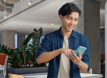 A student checking their phone