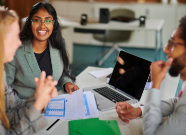 Student interns in a meeting