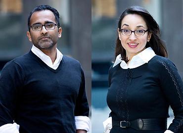 Arts &amp;amp; Science alumna Fazila Seker (right) co-founded MOLLI Surgical with U of T Associate Professor Ananth Ravi (left).